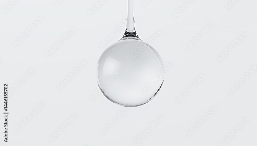 Clear Glass Ornament Hanging in a White Background Minimalist Style Perfect for Decoration Christmas or Celebration with Clean Transparency and Purity