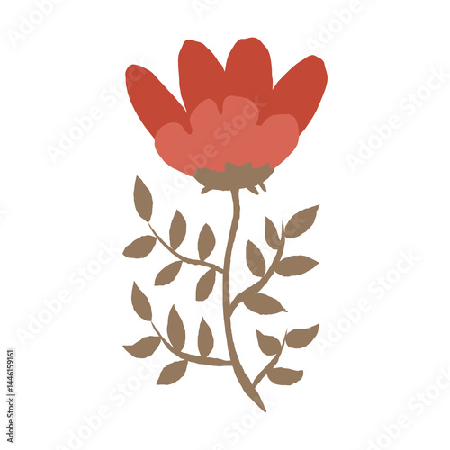 Red wild flowers with freewheeling lines