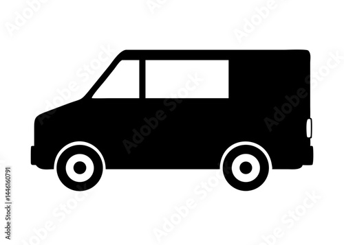 van vehicle silhouette on transparent background for web and graphic design
