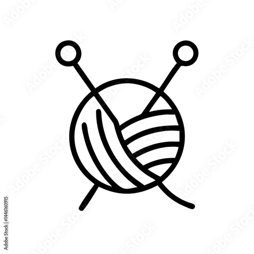 yarn and knitting needles design on transparent background for web and graphic design