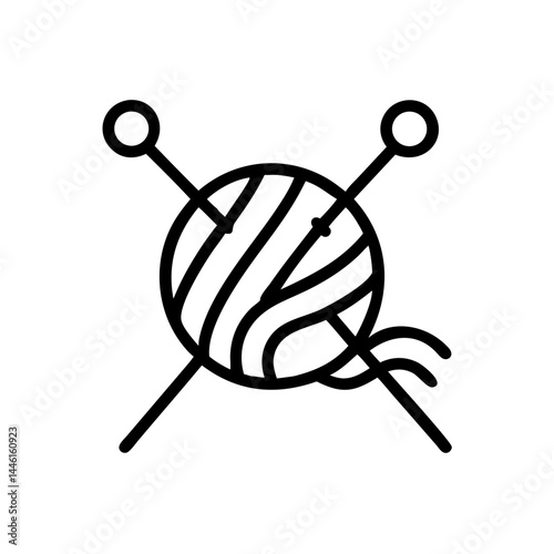 yarn and knitting needles vector on transparent background for web and graphic design