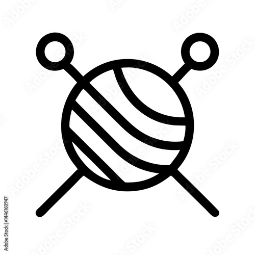 yarn and knitting needles silhouette vector on transparent background for web and graphic design