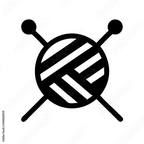 yarn and knitting needles silhouette illustration on transparent background for web and graphic design