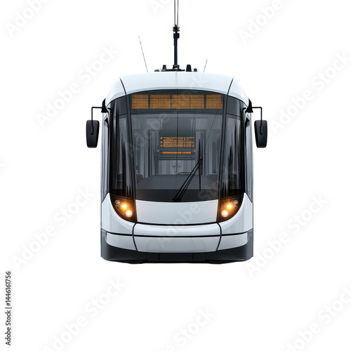 Trams Streetcars front view isolated on transparent background. PNG