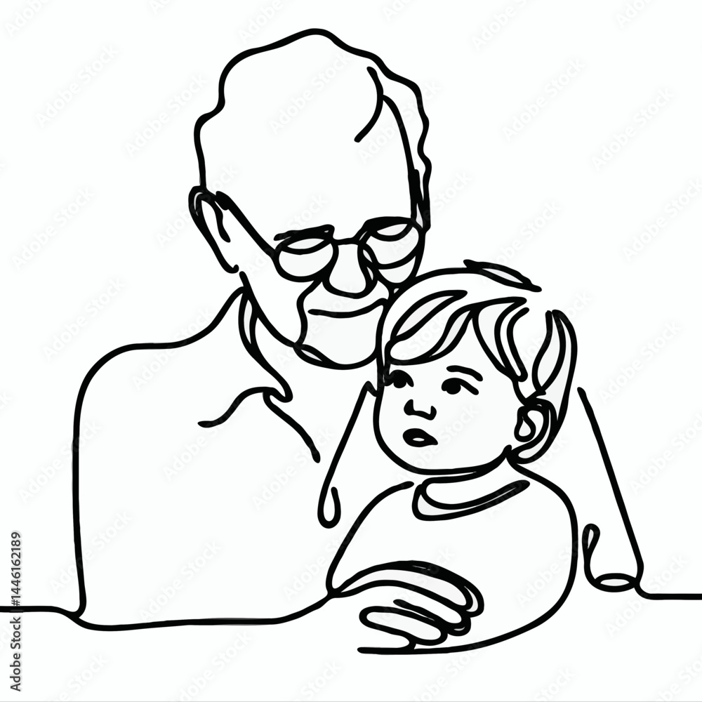 Grandfather embracing grandchild in joyful connection Grandfather embracing grandchild in joyful connection
