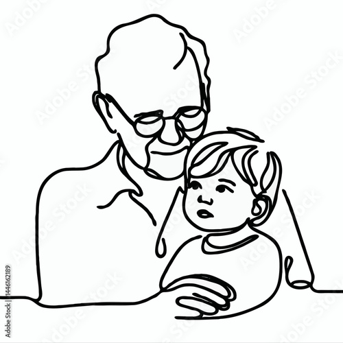 Grandfather embracing grandchild in joyful connection  