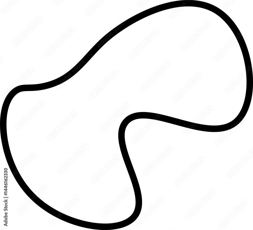 Uncomplicated, curved outline emphasizing a freeform flow. Uncomplicated, curved outline emphasizing a freeform flow.