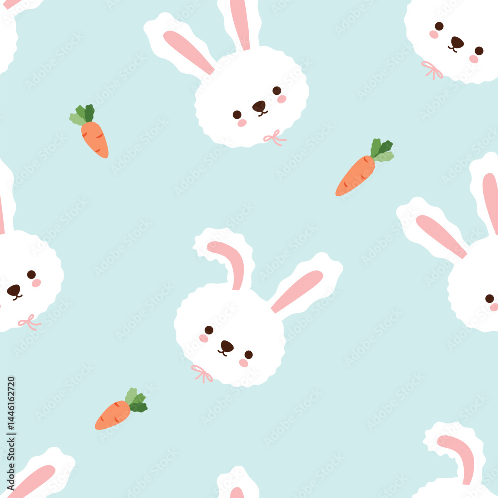 Obraz premium Seamless pattern with rabbits and carrots vector background.
