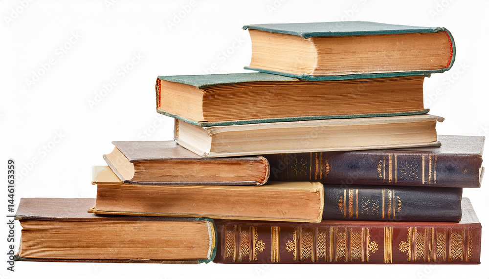 stack of used old books isolated on transparent background generative ai stack of used old books isolated on transparent background generative ai
