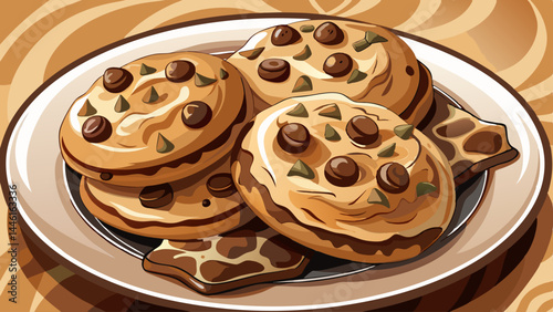Delicate chocolate chip cookies with rich, warm tones.
White plate contrasts beautifully with the sweet texture.
A perfect harmony of taste and design.
Cut out for high-quality illustrations and packa