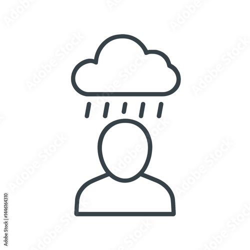 Depressed person under a raincloud reflecting mental health  