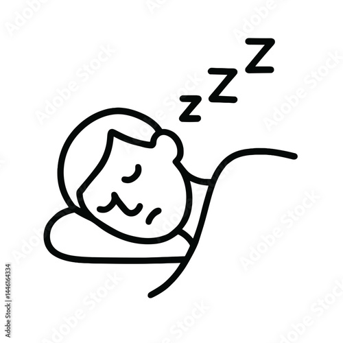 Sleeping person relaxing in peaceful sleep against simple background  
