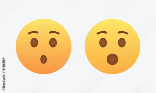 Set of surprised emoji face. shocked wow emoticon with open mouth , cute smiley emoticons feelings wonder and amazing. vector illustration
