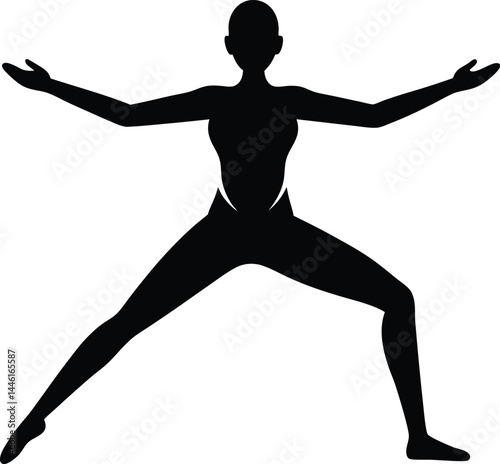 silhouette of a person in yoga warrior pose 