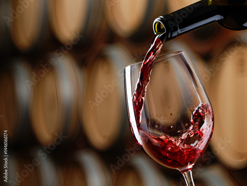 red wine pouring into glass
