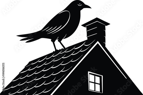 Silhouette Of Bird On Rooftop