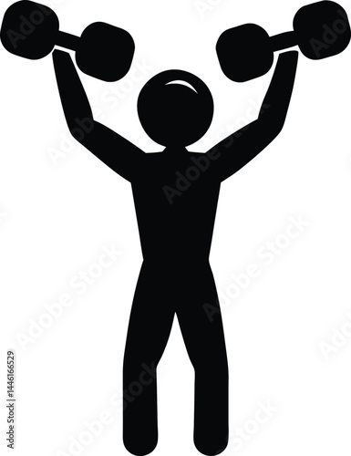 silhouette of a person lifting dumbbells .eps
