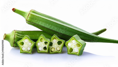 okras isolated on the white backgroud green okra for beta carotene corophil food on transparent