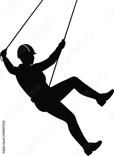 silhouette of a person zip lining on white Durian fruit icon vector on white background.eps