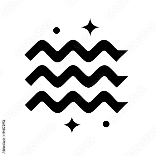 sparkling wave pattern possibly aquarius symbol silhouette on transparent background for web and graphic design