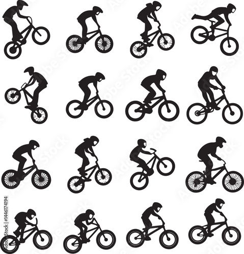 set of bicycles silhouettes