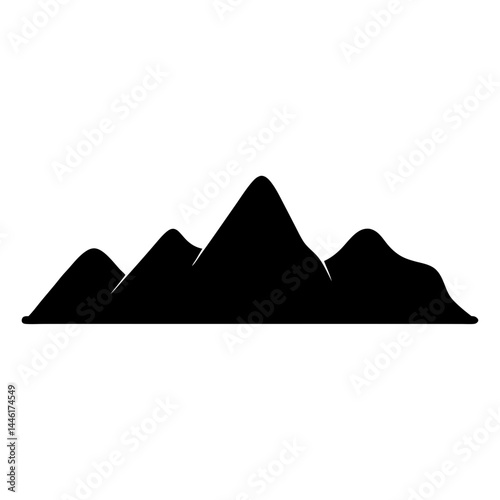 Silhouette of a row of mountains in black and white illustration