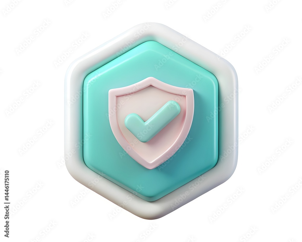 3D Security Shield Icon with Checkmark for Verified Protection 3D Security Shield Icon with Checkmark for Verified Protection