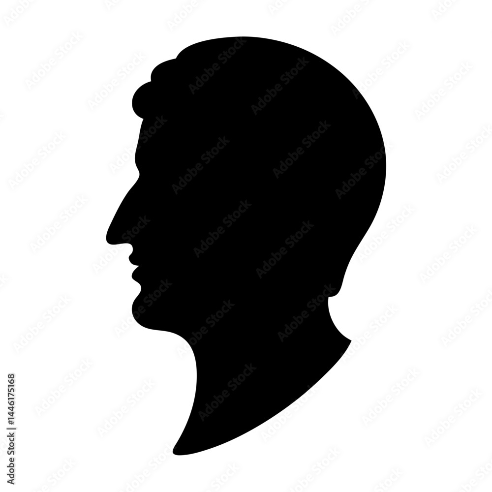 Silhouette of a man in profile with neatly styled hair viewed from the left Silhouette of a man in profile with neatly styled hair viewed from the left