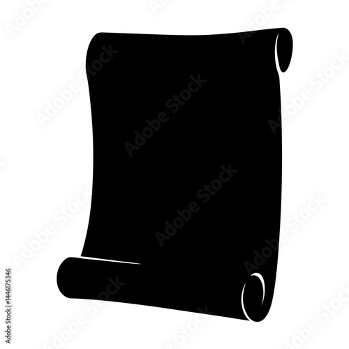 Black and white depiction of an ancient scroll or parchment unfolded