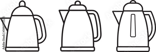 Minimalist line drawings, electric kettles