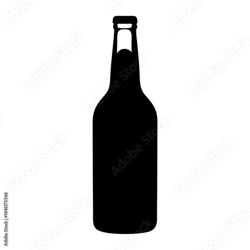 Simple silhouette of a beer bottle with a classic design and style