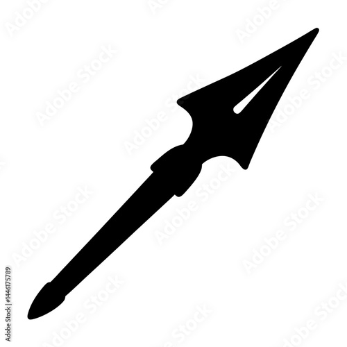 A silhouette of a formidable spearhead, ready for battle and ancient conflicts