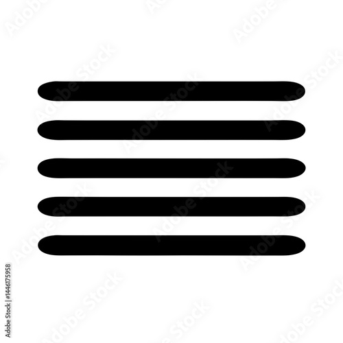 Five black horizontal bars on a white background for a user interface
