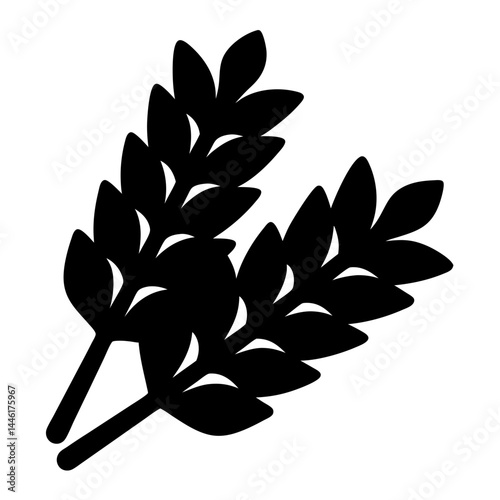 Stylized Two Sheaves of Wheat or Grain in a Black Silhouette
