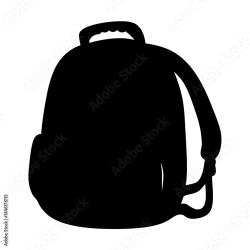 Silhouette of a backpack with visible straps and a carry handle