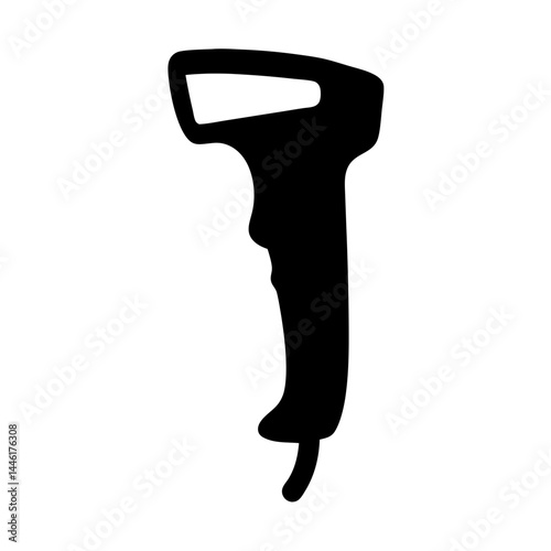 Silhouette of a barcode scanner, an essential tool for inventory management