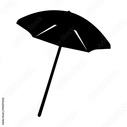 Beach Umbrella Silhouette Symbolizing Summer Vacation and Relaxation Time Fun