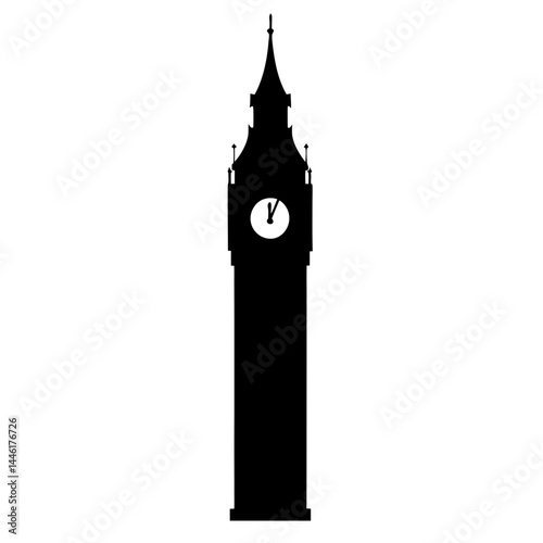 Silhouette of Big Ben at midnight, a famous London landmark