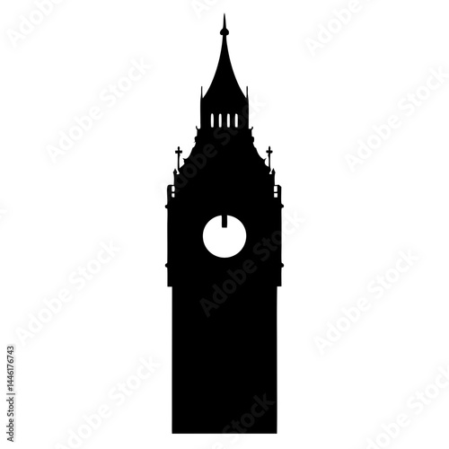Silhouette of the iconic Elizabeth Tower in London, England with a dark backdrop