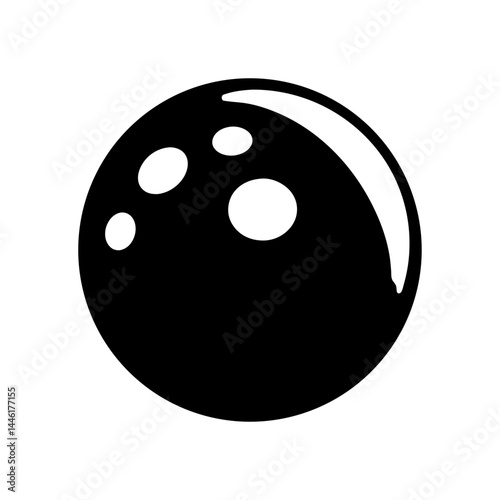 Simple black and white bowling ball illustration perfect for sporty designs