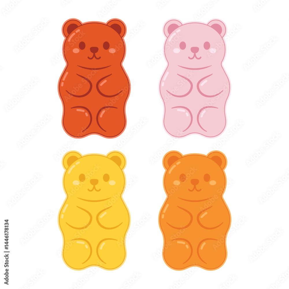 Obraz premium Jelly bears fruit gummy. Character Illustrator vector design.