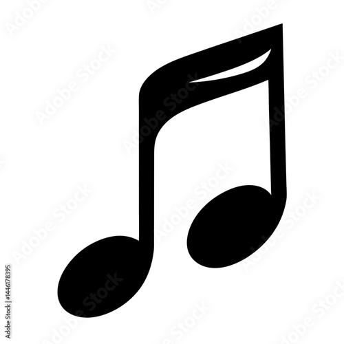 Isolated sixteenth note in black on a white background ready to play