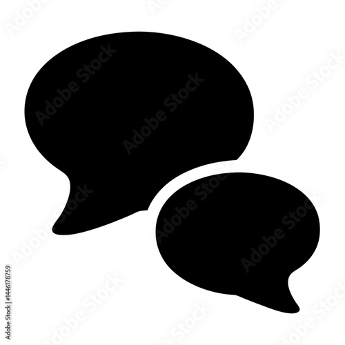 Two speech bubbles overlapping representing communication, discussion and social interaction