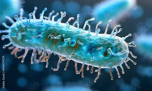 Detailed Microscopic Animation of Legionella Pneumophila Bacterium Structure