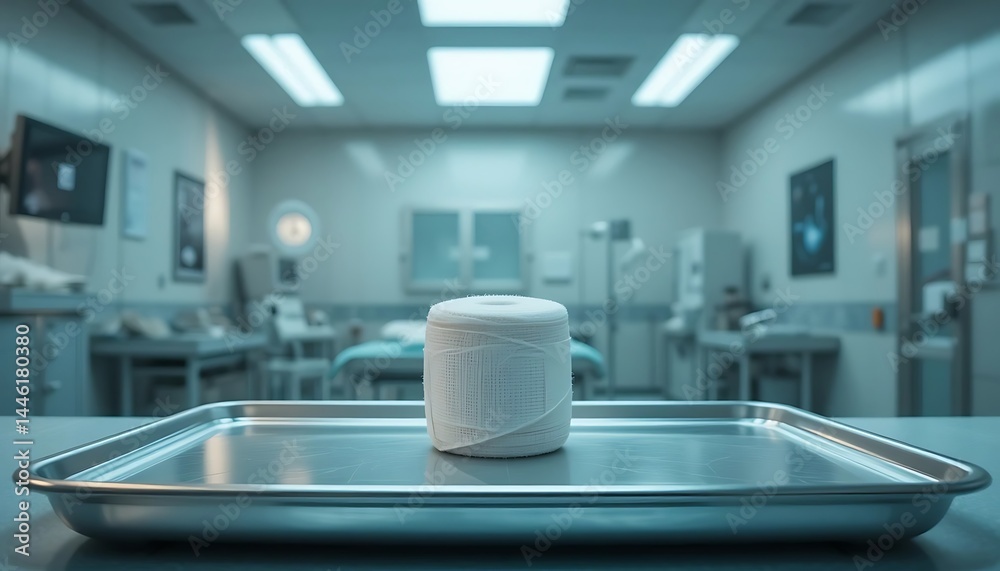 Bandage Roll on Tray in Medical Room Setting