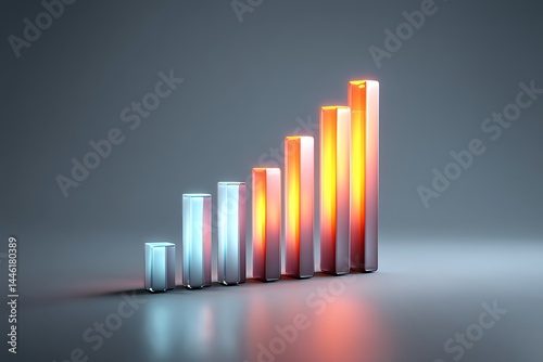 A serene business graph glowing with stability and equity in growth, isolated on a diffrent collers background, symbolizing success and progress. photo