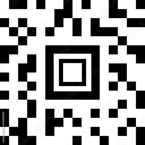 QR code with white squares and Position Detection Pattern in center, mobile-optimized, with no background.