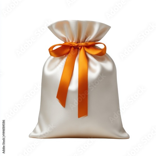 Satin pouch with ribbon isolated on white background