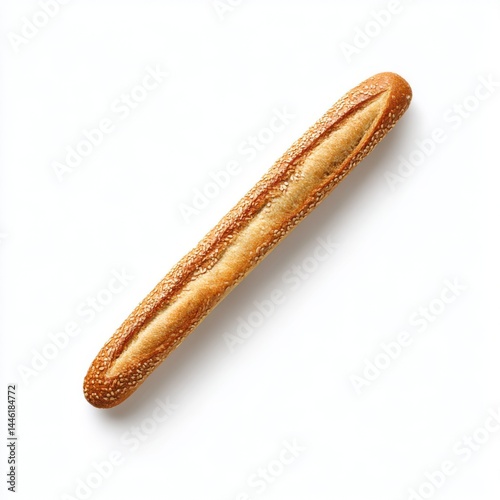 Baguette with seeds, top view isolated on white background