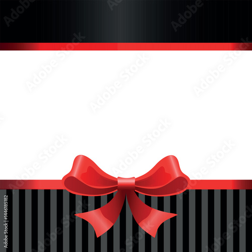 Red bow on a card with an invitation ticket.